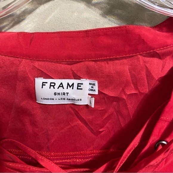 FRAME SZ LG 100% SILK LACE UP BLOUSE - Picture 5 of 6